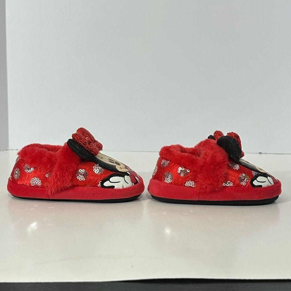 Disney Junior Minnie Mouse Slippers Red with Bows | Toddler Size 5/6 - Picture 5 of 9